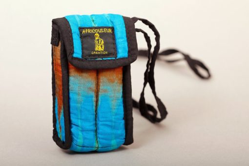 Pochette portable en tissu africain teint à la main