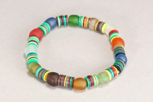 Bracelet africain bakélite et pâte de verre recyclé – Image 3