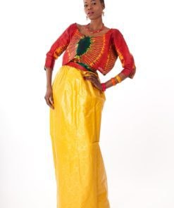 Ensemble "Maé B.B." longue unie en bazin africain