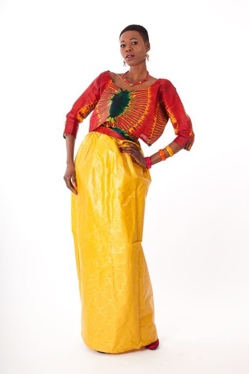 Ensemble "Maé B.B." longue unie en bazin africain