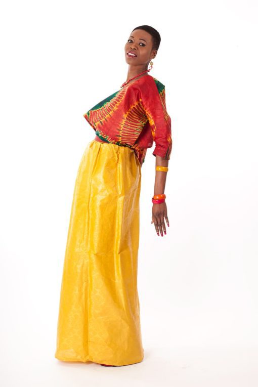 Ensemble "Maé B.B." longue unie en bazin africain – Image 2