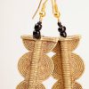 Boucles d'oreilles africaines à perles du ghana en bronze pleine lune