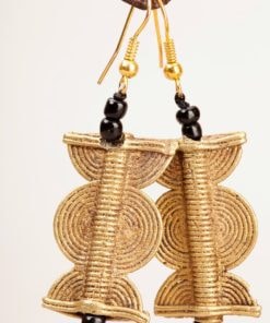 Boucles d'oreilles africaines à perles du ghana en bronze pleine lune