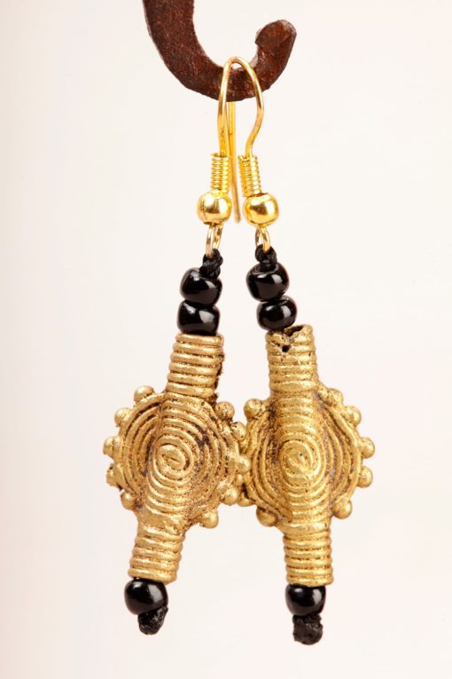 Boucles d'oreilles africaines à perles de bronze sense – Image 2