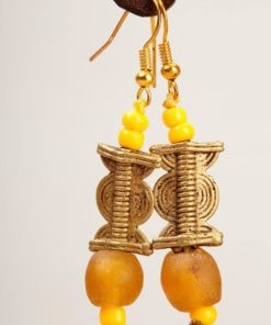 Boucles d'oreilles africaine : pâte de verre et bronze