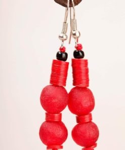 Boucles d'oreilles africaines : deux perles de verre et bakélite