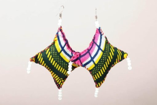 Boucles d'oreilles en tissu africain : talisman – Image 7
