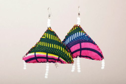 Boucles d'oreilles triangles en tissu wax – Image 2