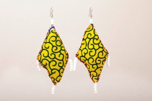 Boucles d'oreilles en tissu africain : talisman – Image 4
