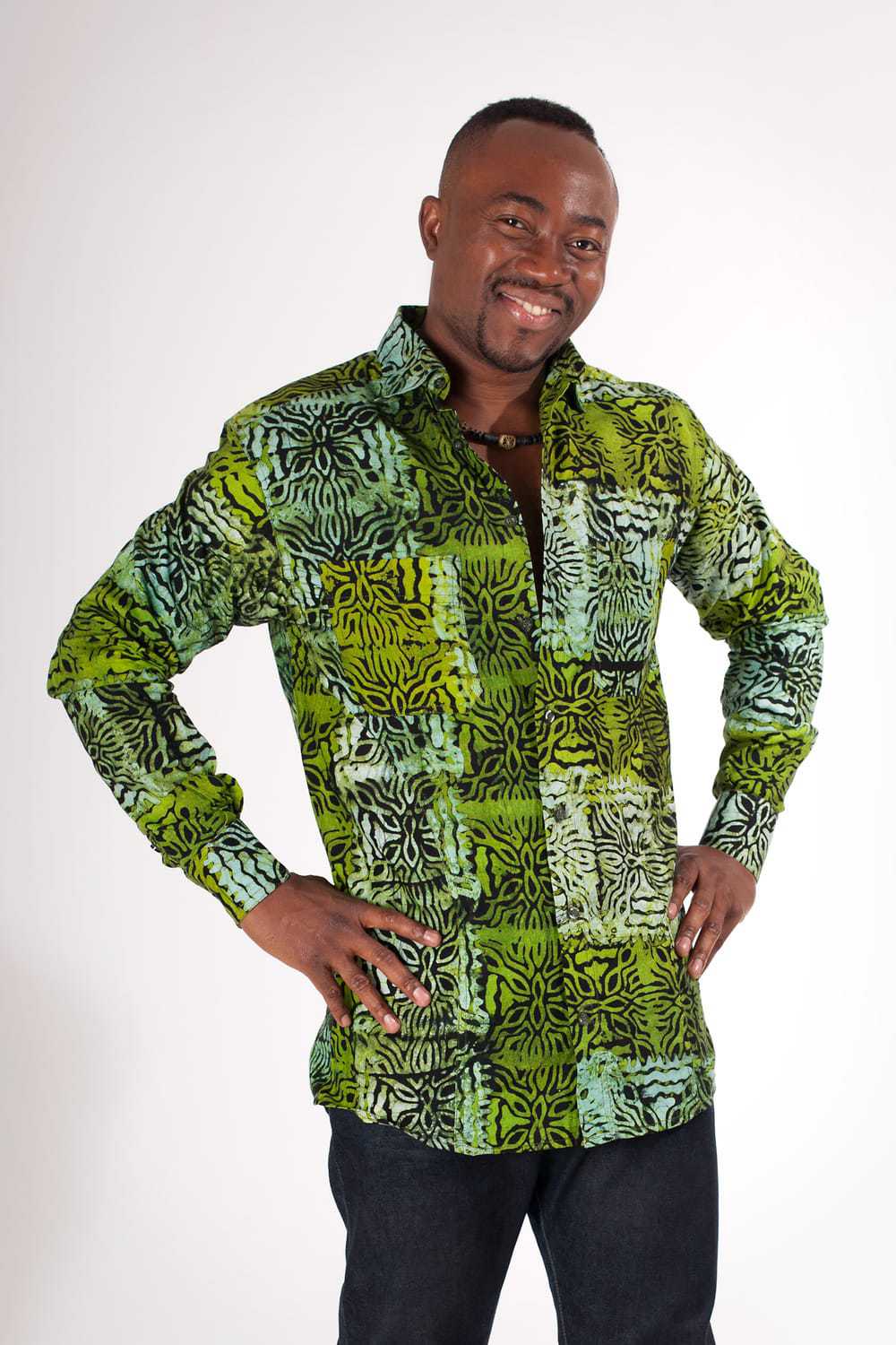  Chemise  Homme  batik  Ghana Africouleur