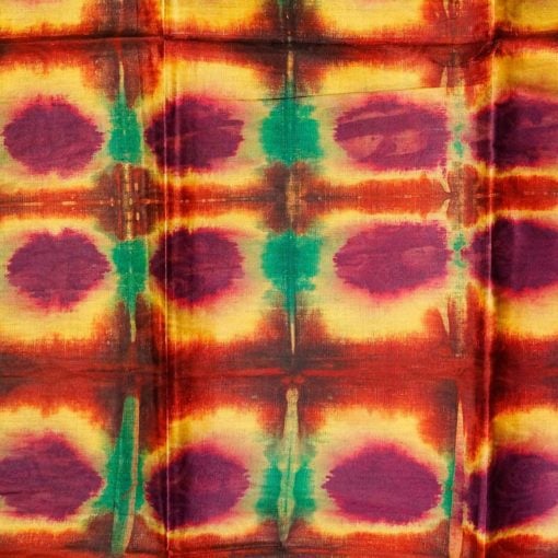 Tissu africain en bazin bordeaux foncé, vert, rouge et crème, motifs ruche