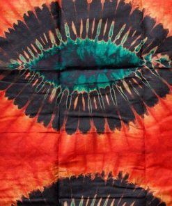 Tissu africain bazin noir, ivoire, vert et rouge, motifs feuilles de palmiers