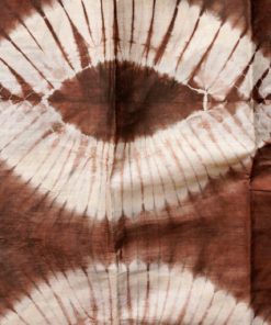 Tissu africain en bazin ivoire et brun, motif feuilles de palmier