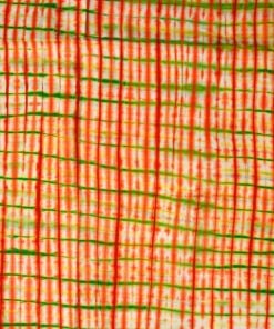 Tissu africain calicot blanc, vert citron et orange, motif Vichy