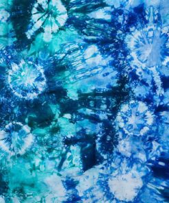 Calicot blanc, bleu et vert, motifs niama