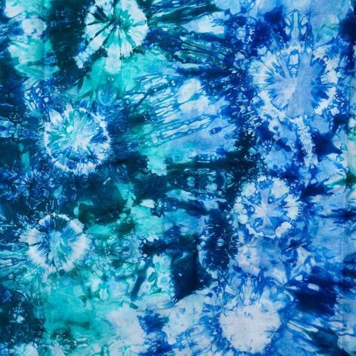 Calicot blanc, bleu et vert, motifs niama