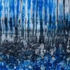 Tissu africain calicot blanc, bleu et noir, motifs Roots