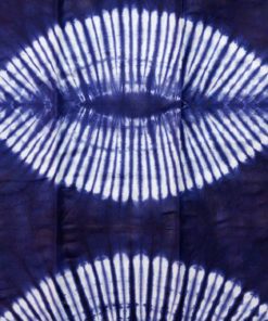 Tissu africain calicot blanc, bleu et indigo, motif feuilles de palmier
