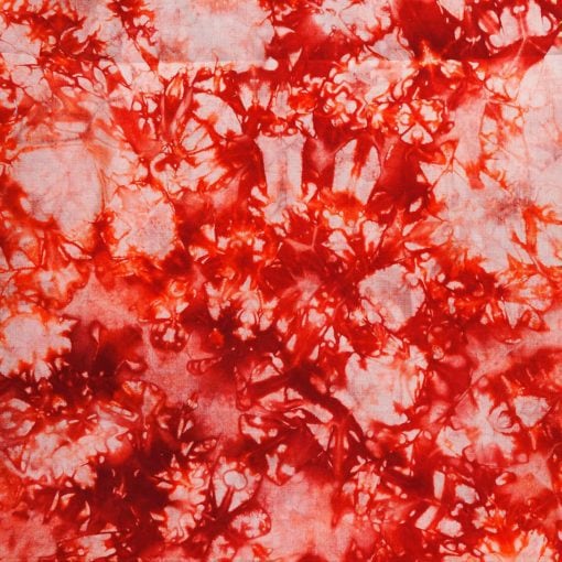 Tissu africain calicot blanc, orange et rouge prune, motifs brume