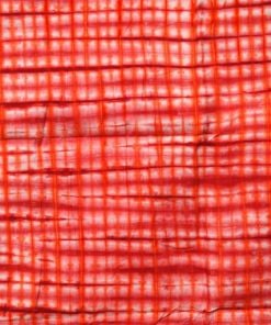 Tissu africain calicot blanc, orange et rouge prune, motif Vichy