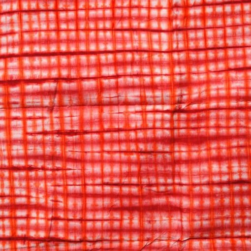 Tissu africain calicot blanc, orange et rouge prune, motif Vichy