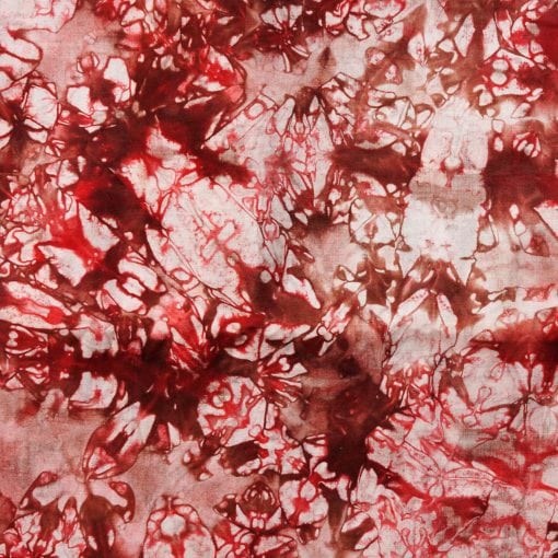 Tissu africain calicot blanc, marron et rouge, motifs brume