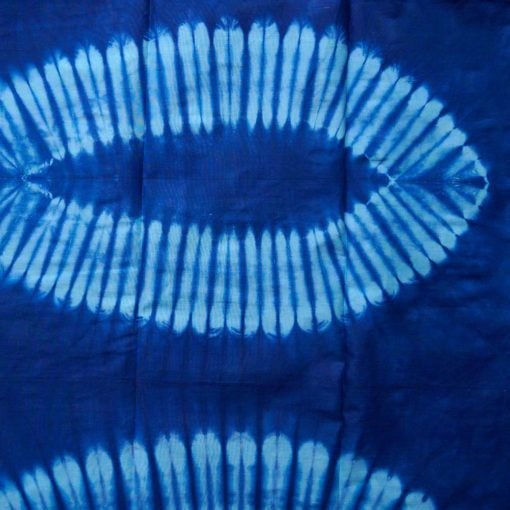 Tissu africain calicot bleu ciel et bleu, motif feuilles de palmier