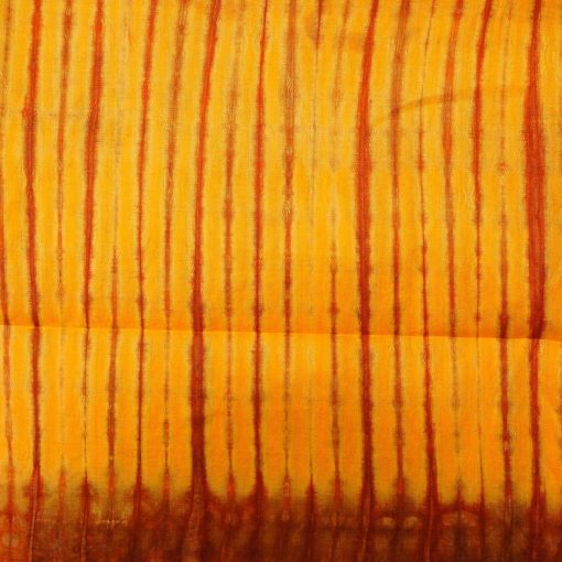 Tissu africain en bazin jaune soleil, ocre et rouge, motifs étoffe