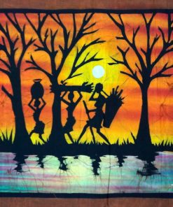 Batik africain : la corvée de bois en brousse