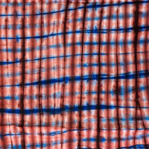 Tissu africain calicot bleu, marron et blanc, motif vichy
