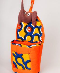 Pochette murale éléphant en tissu africain