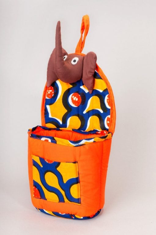 Pochette murale éléphant en tissu africain