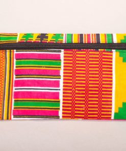 Pochette double zip en tissu africain wax
