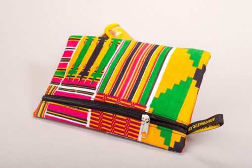 Pochette double zip en tissu africain wax – Image 2