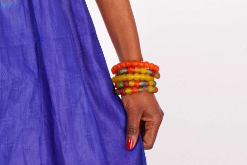 Bracelet africain en perles de verre recyclées "Translucide"