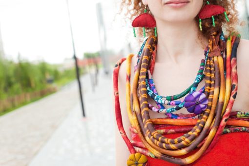 Collier ou ceinture talisman en tissu africain basin ou wax – Image 6