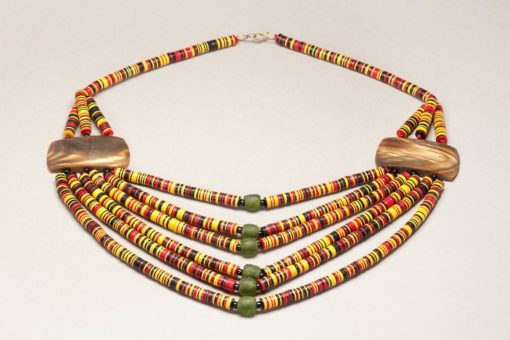 Collier africain en perles bakélite, pâte de verre et corne "Saba" – Image 15