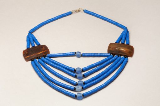 Collier africain en perles bakélite, pâte de verre et corne "Saba" – Image 12