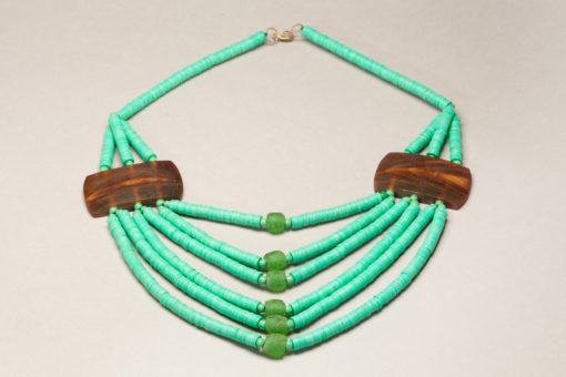 Collier africain en perles bakélite, pâte de verre et corne "Saba" – Image 13