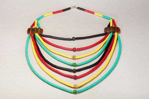 Collier africain en perles bakélite, pâte de verre et corne "Saba" – Image 19