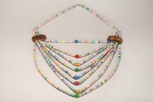 Collier africain en perles bakélite, pâte de verre et corne "Saba" – Image 17