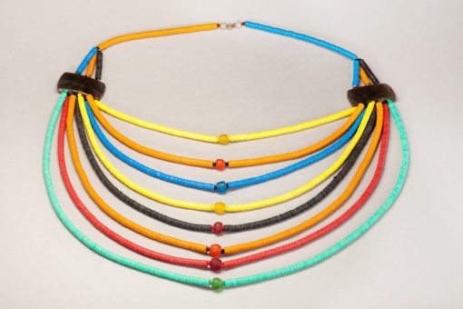 Collier africain en perles bakélite, pâte de verre et corne "Saba" – Image 16