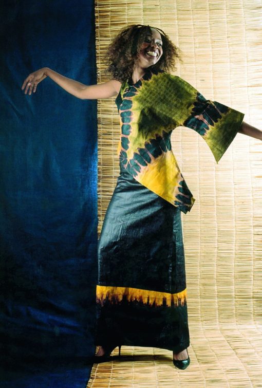 Robe africaine longue "Cauris" en bazin – Image 2