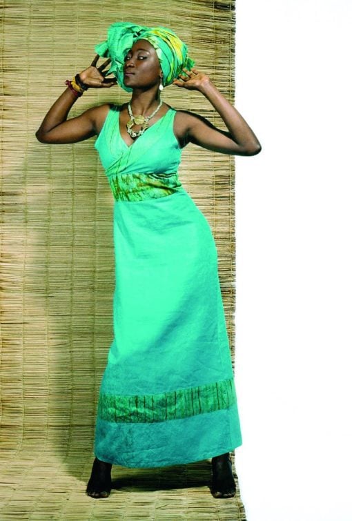 Robe africaine longue "Cauris" en bazin – Image 3