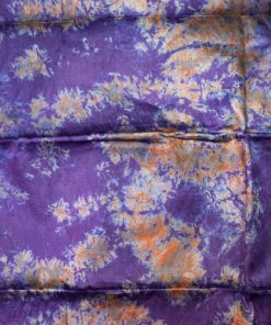 Tissu africain Bazin violet, orange et gris, motifs brume