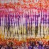 Tissu africain calicot blanc, rose, orange et violet, motif roots
