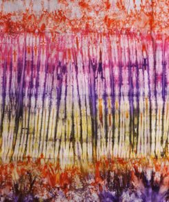 Tissu africain calicot blanc, rose, orange et violet, motif roots