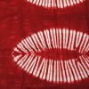 Tissu africain calicot blanc et rouge carmin, motif feuilles de palmier
