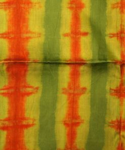Tissu africain en bazin vert nature et orange, motif infini