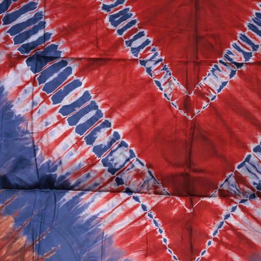 Tissu africain en bazin bleu foncé, gris, rouge et marron, motif boubou – Image 3